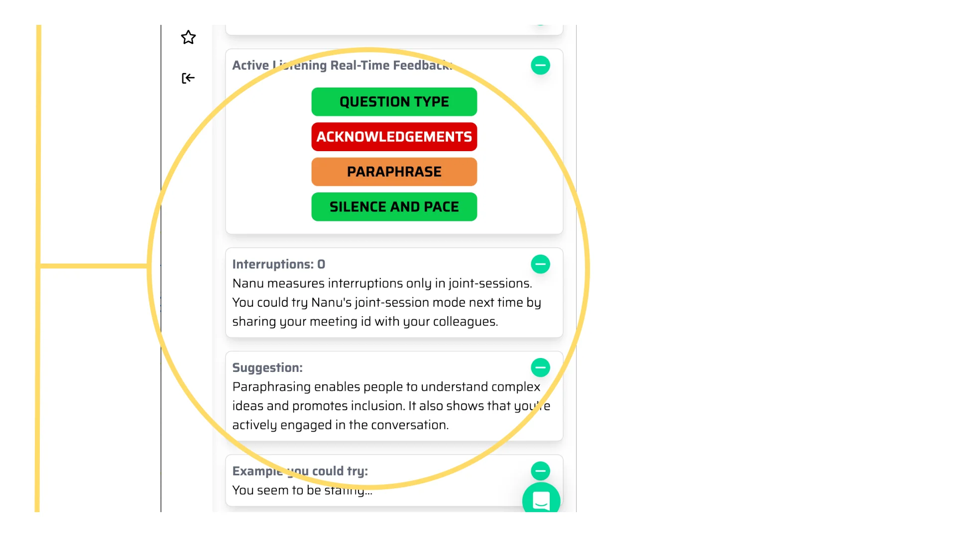 Nanu real-time feedback interface
